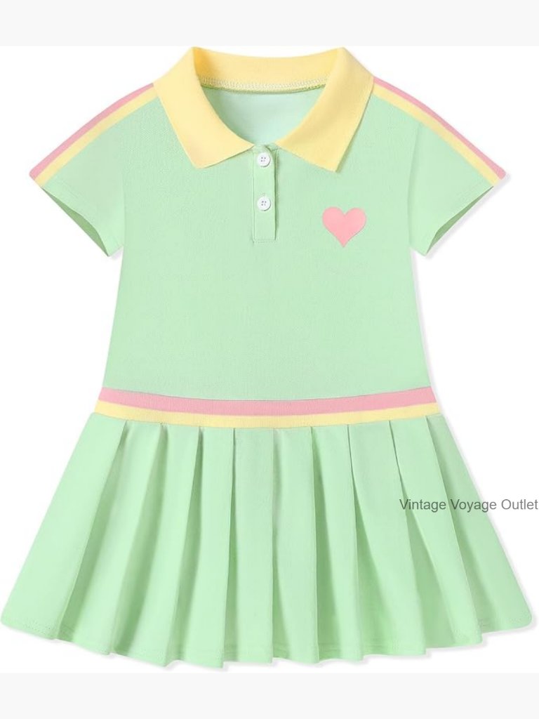 Toddler Girls Polo Dress Summer Sporty School Uniform A-Line Playwear 2-8y